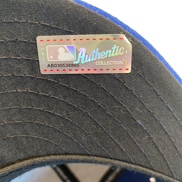 Men’s NY Mets New Era Royal/Orange Authentic On Field 59FIFTY Fitted Hat 7 3/8 - Picture 6 of 7